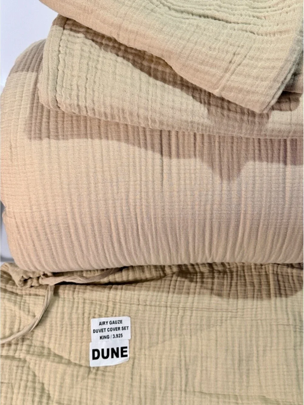 Quince Organic Airy Gauze Duvet Cover Set King Dune 100% Cotton NEW